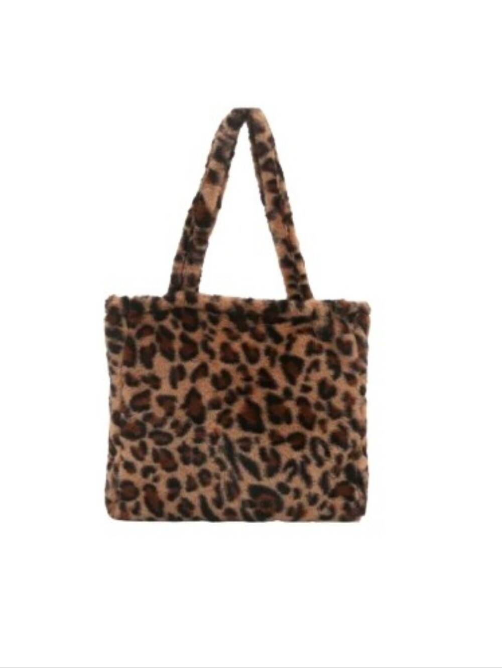 Plush Faux Fur Leopard Tote Bag Animal Print Purse